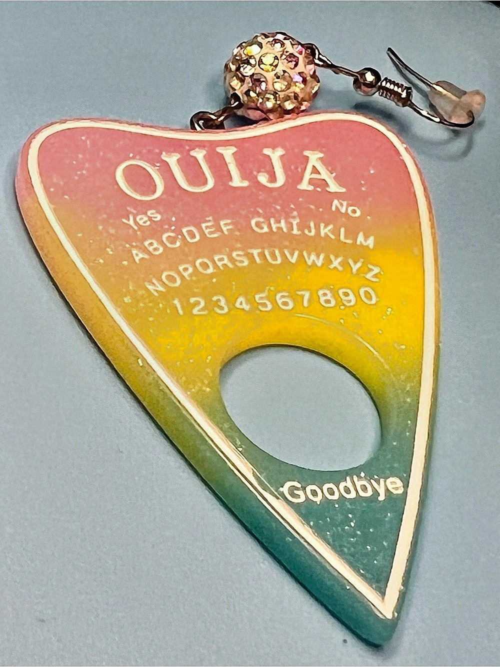✨ Pastel Pastel Goth Resin Ouija Board Planchette Dangle Earrings ✨ - Picture 4 of 5